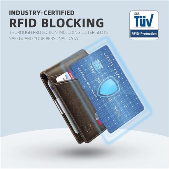 Slim Wallet for Men Gifts 12 Card Slots ID Window With Money Clip - Picture 5 of 6